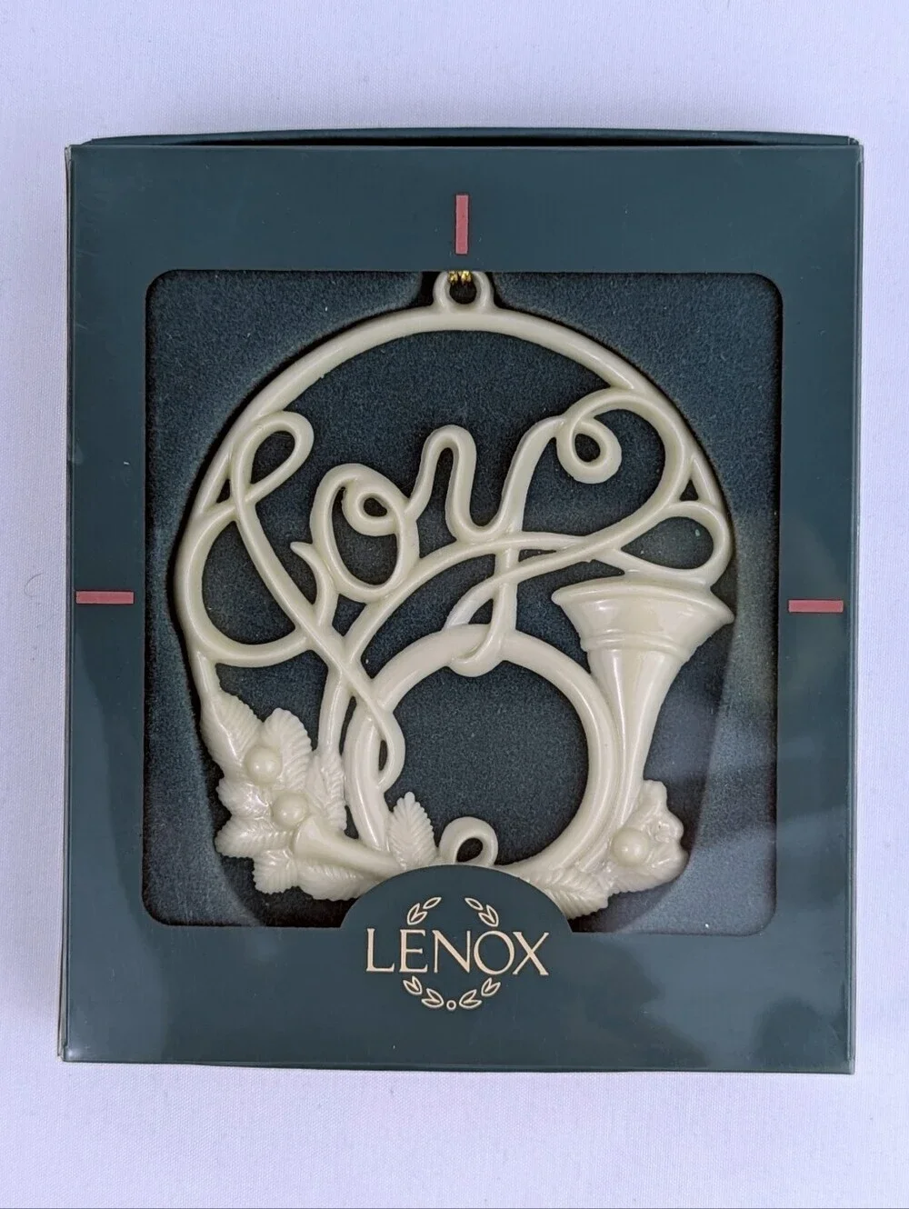 Lenox Holiday Wishes Collection Joy Porcelain Holiday Christmas Ornament